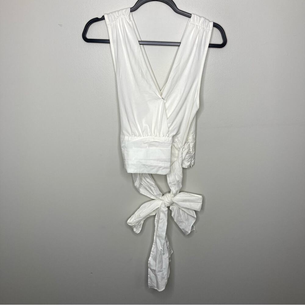 NWT ANTHROPOLOGIE SUNDAY IN BROOKLYN White Wrap Style Tie Sleeveless MP Petite